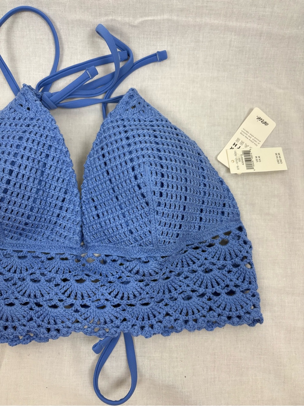 NWT Aerie Crochet Triangle Longline Bikini Top Size M - Picture 3 of 7
